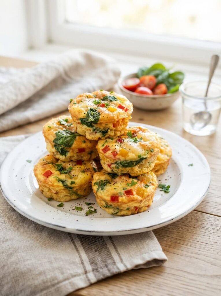 fluffy high protein egg bites on plate