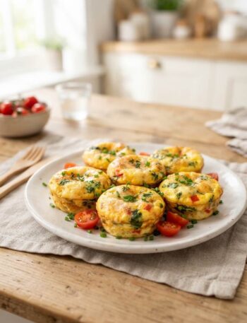 Bacon-free egg bites with cheese and herbs high protein breakfast appetizer