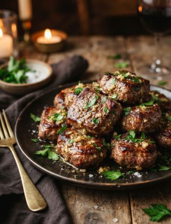 Garlic butter steak bites juicy and golden