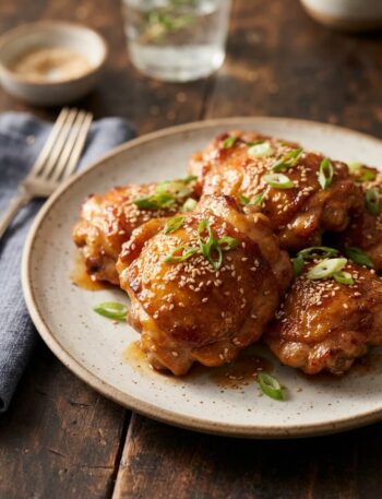 sticky honey garlic chicken thighs with glaze