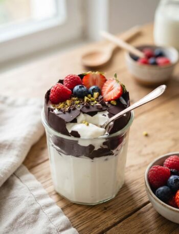 2 ingredient magic shell yogurt jars with chocolate crust