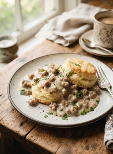 Homemade biscuits and sausage gravy like Cracker Barrel